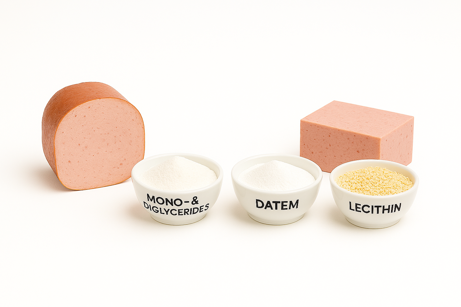 Emulsifiers in meat emulsions: mono- and diglycerides, DATEM, and lecithin in sausages and pâtés