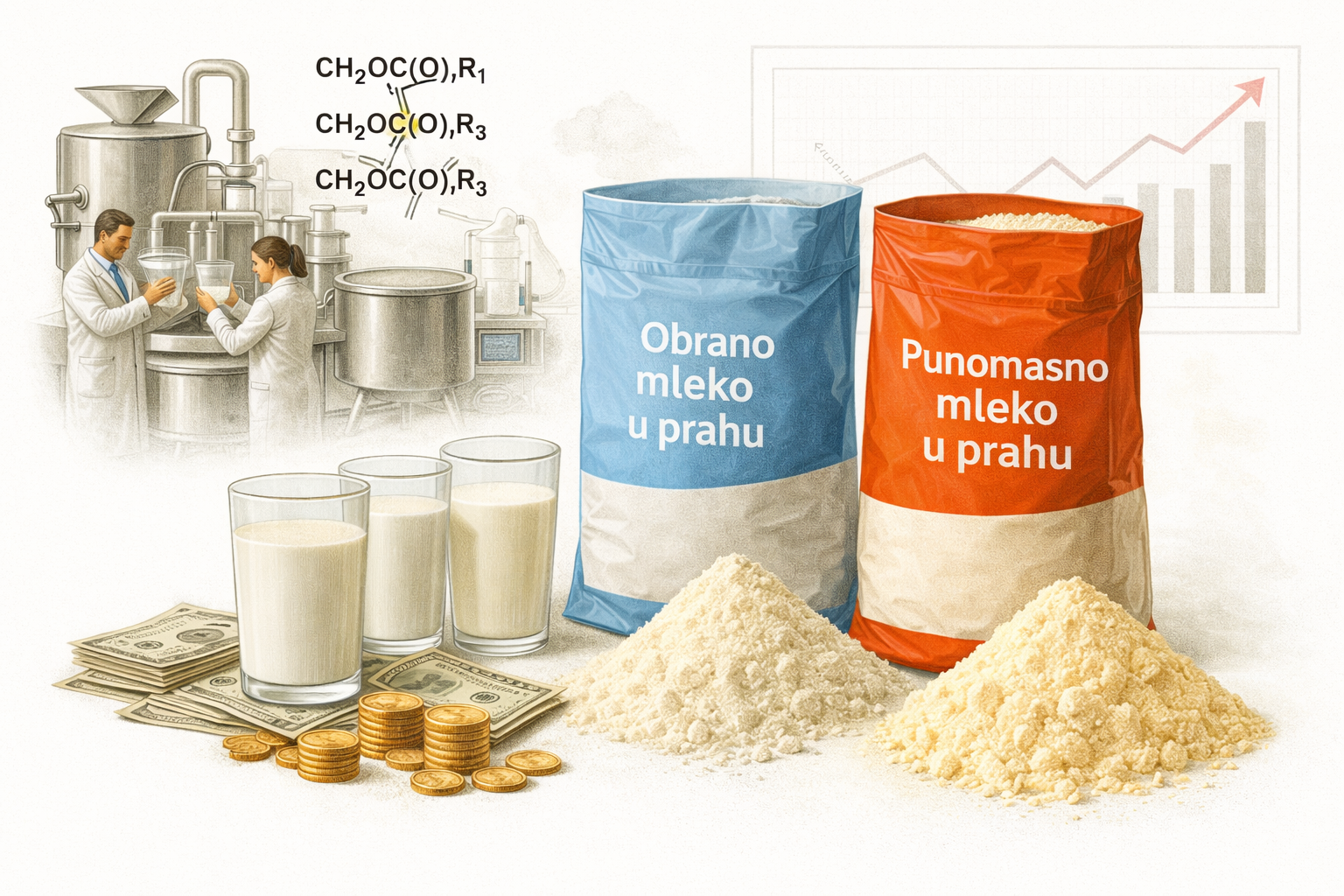 Izbor između obranog i punomasnog mleka u prahu: tehnološke razlike, senzorski profil i implikacije na troškove