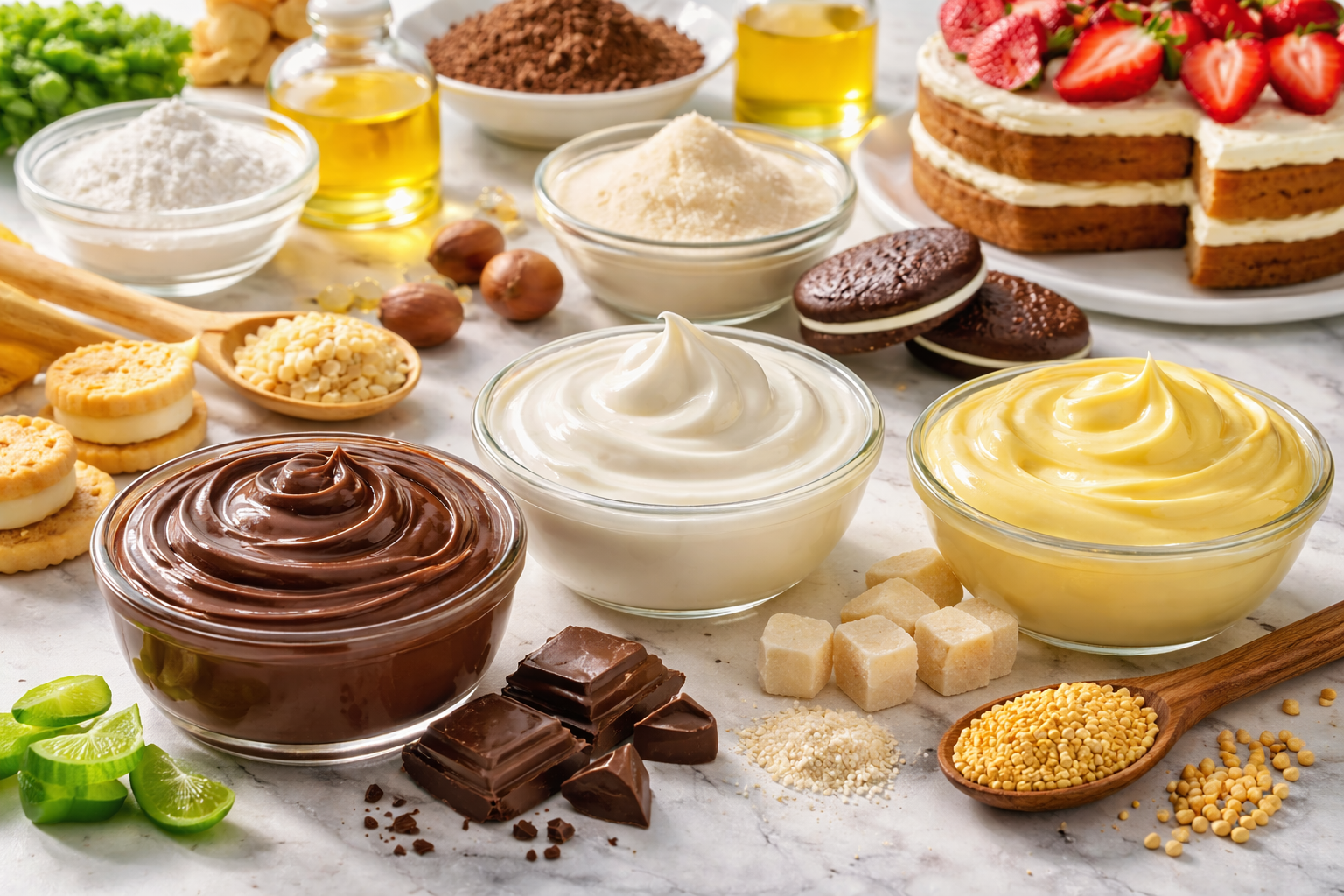 What determines the thickness and spreadability of creams?